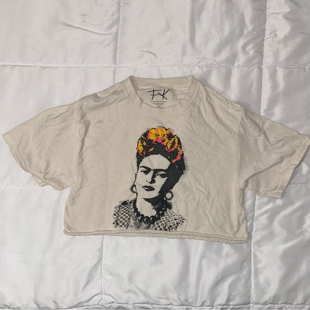 Frida Kahlo Cream Graphic Crop Top